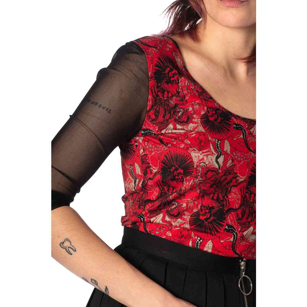 Banned - MAD DAME MESH Longsleeve top - Rood